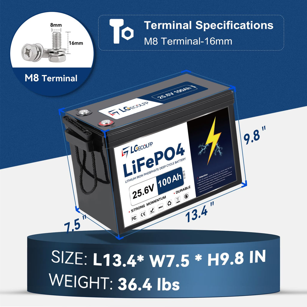 24V 100Ah LiFePO4 Battery with 100A BMS A5129