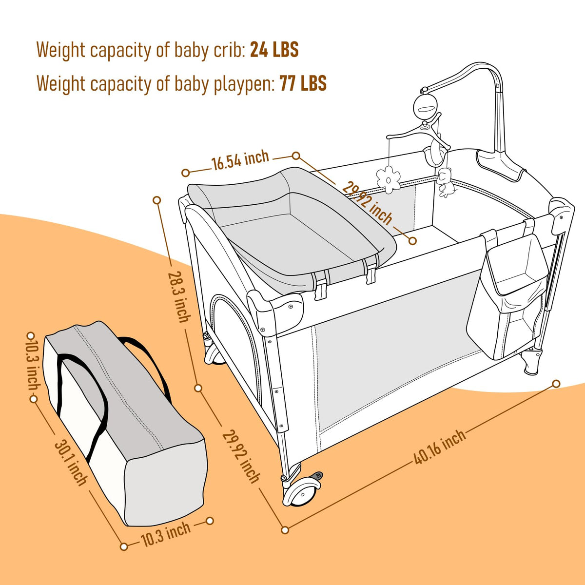 5-in-1 Convertible Baby Crib Bassinet Playpen F876391