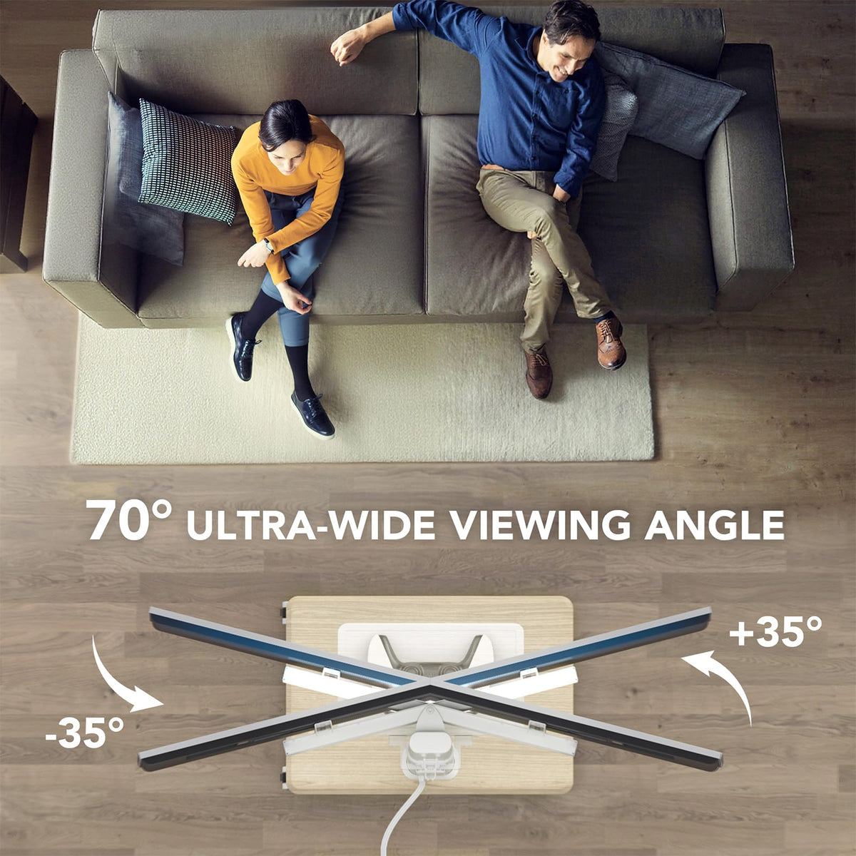 Mobile TV Stand with Power Outlets & Shelf, 27-65 Inch Swivel Height Adjustable White L645