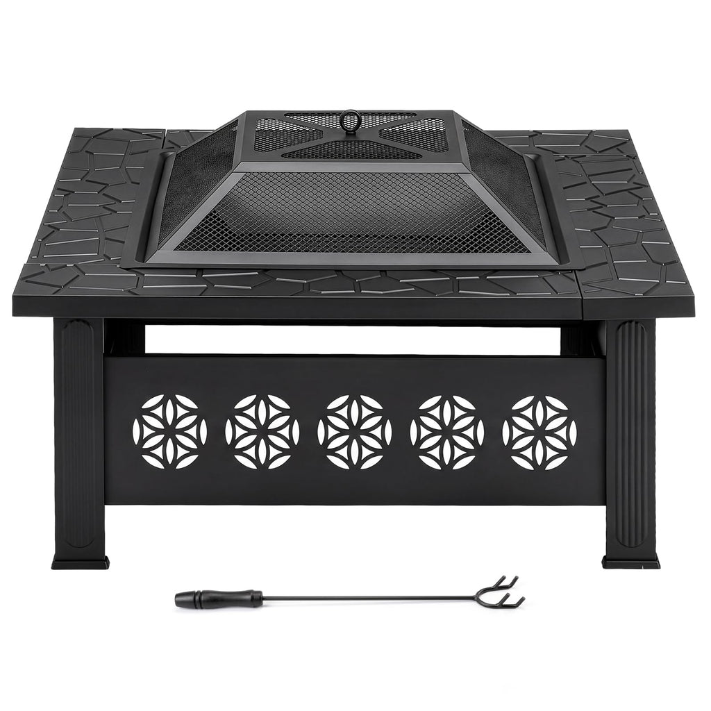 32 Inch Black Wrought Iron Wood Burning Fire Pit L4435