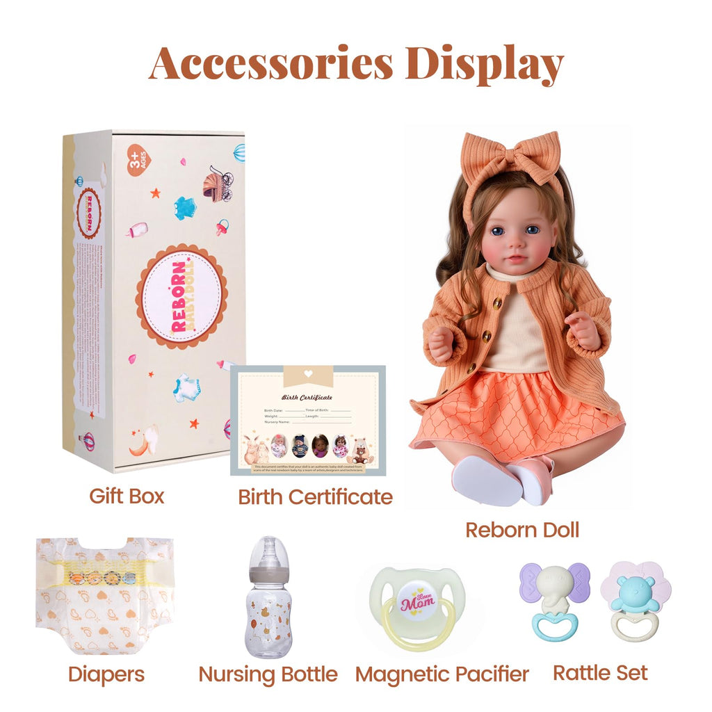 20 Inch Reborn Baby Dolls with Brown Hair Y7502