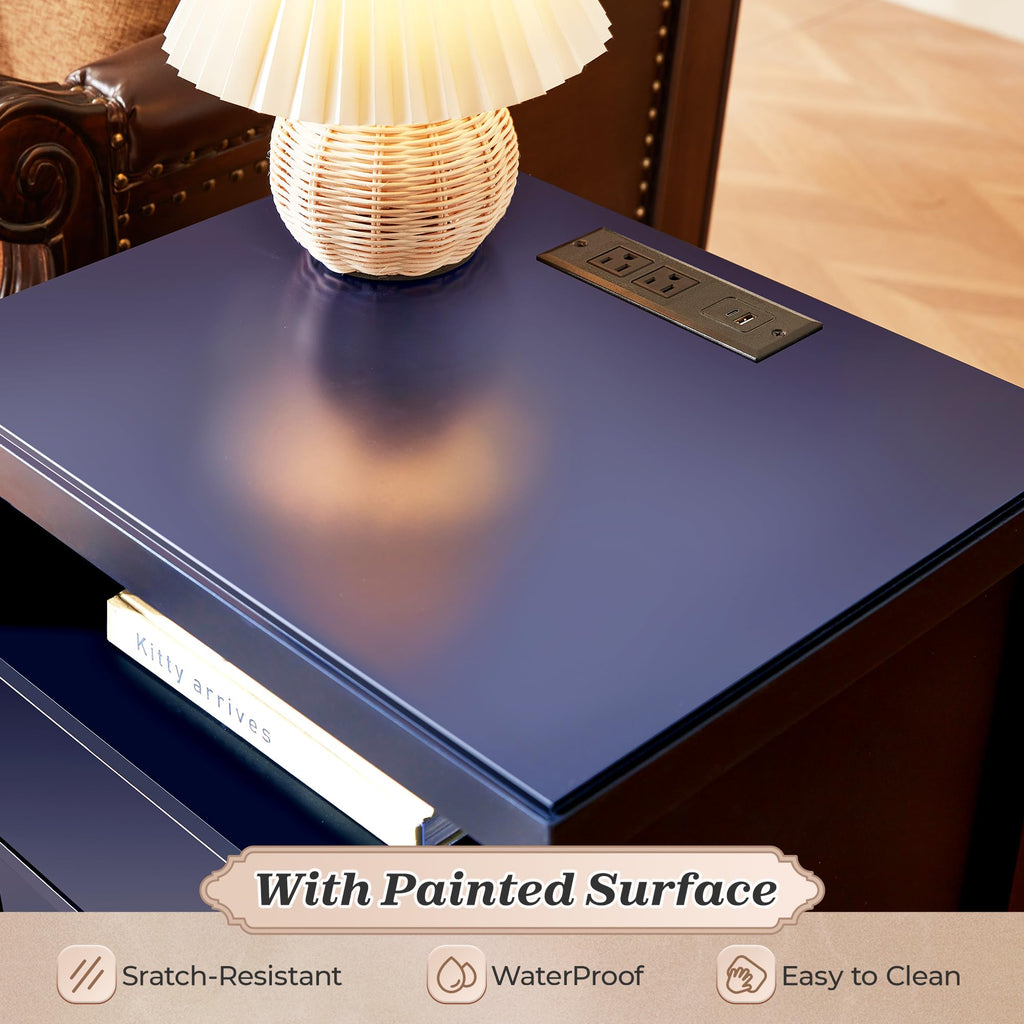 Blue Nightstand Set of 2 V540