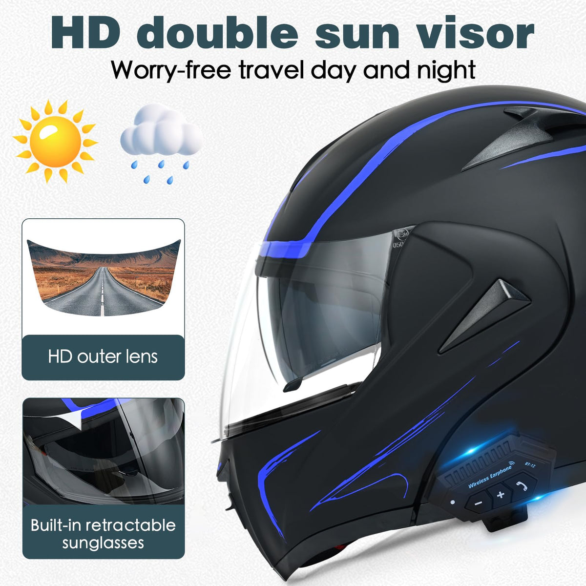 DOT Approved Bluetooth Modular Motorcycle Helmet I873856