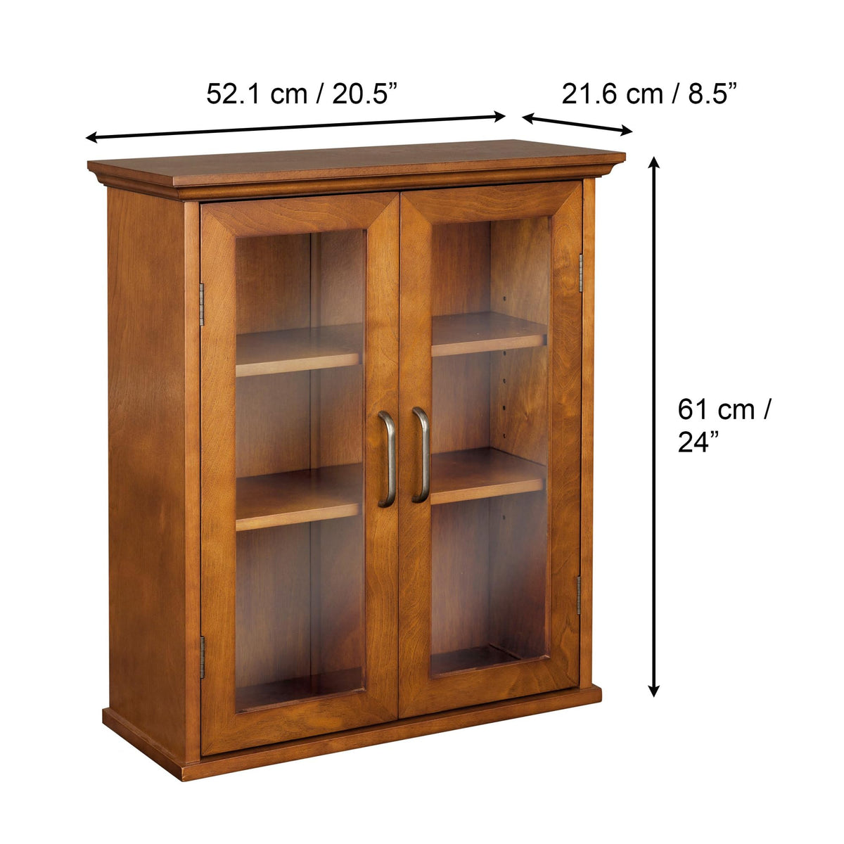 Wooden Over The Toilet Bathroom Medicine Cabinet with 2 Adjustable Shelves R1934