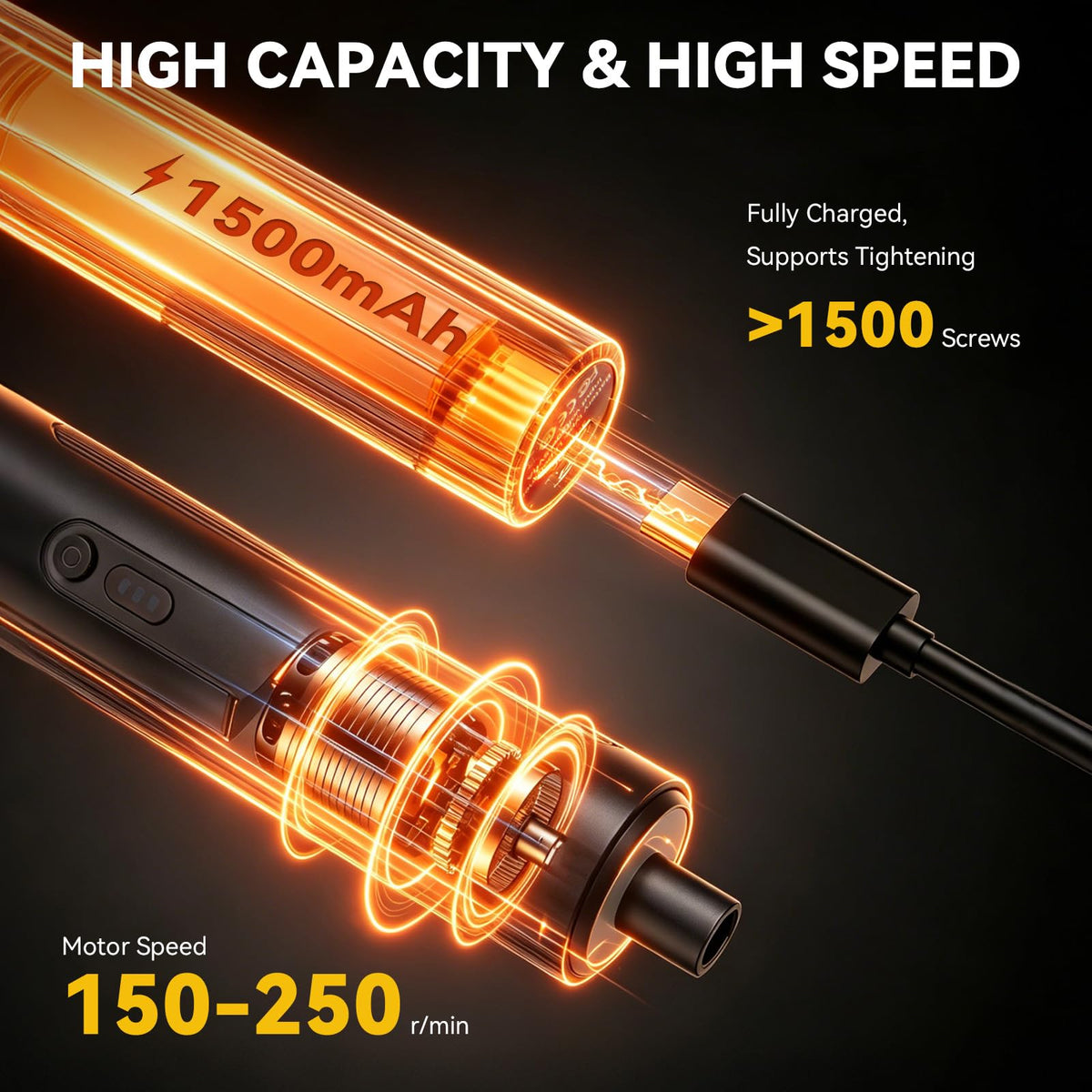 Electric Screwdriver Set 3 Torque Levels S2 Steel Bits S149916