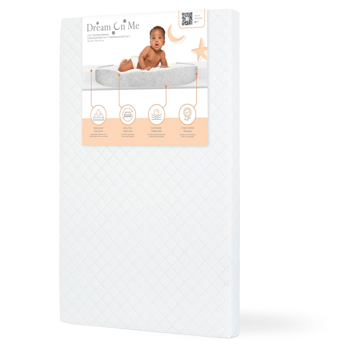 2-in-1 Mini Crib Mattress, Dual-Sided Waterproof L99411