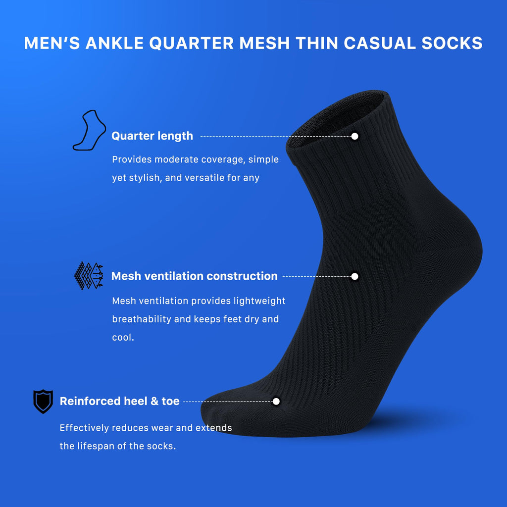 Men’s Bamboo Viscose Above Ankle Thin Breathable Soft Summer Mesh Anti-Odor Casual Dress 5 Pairs Z96227