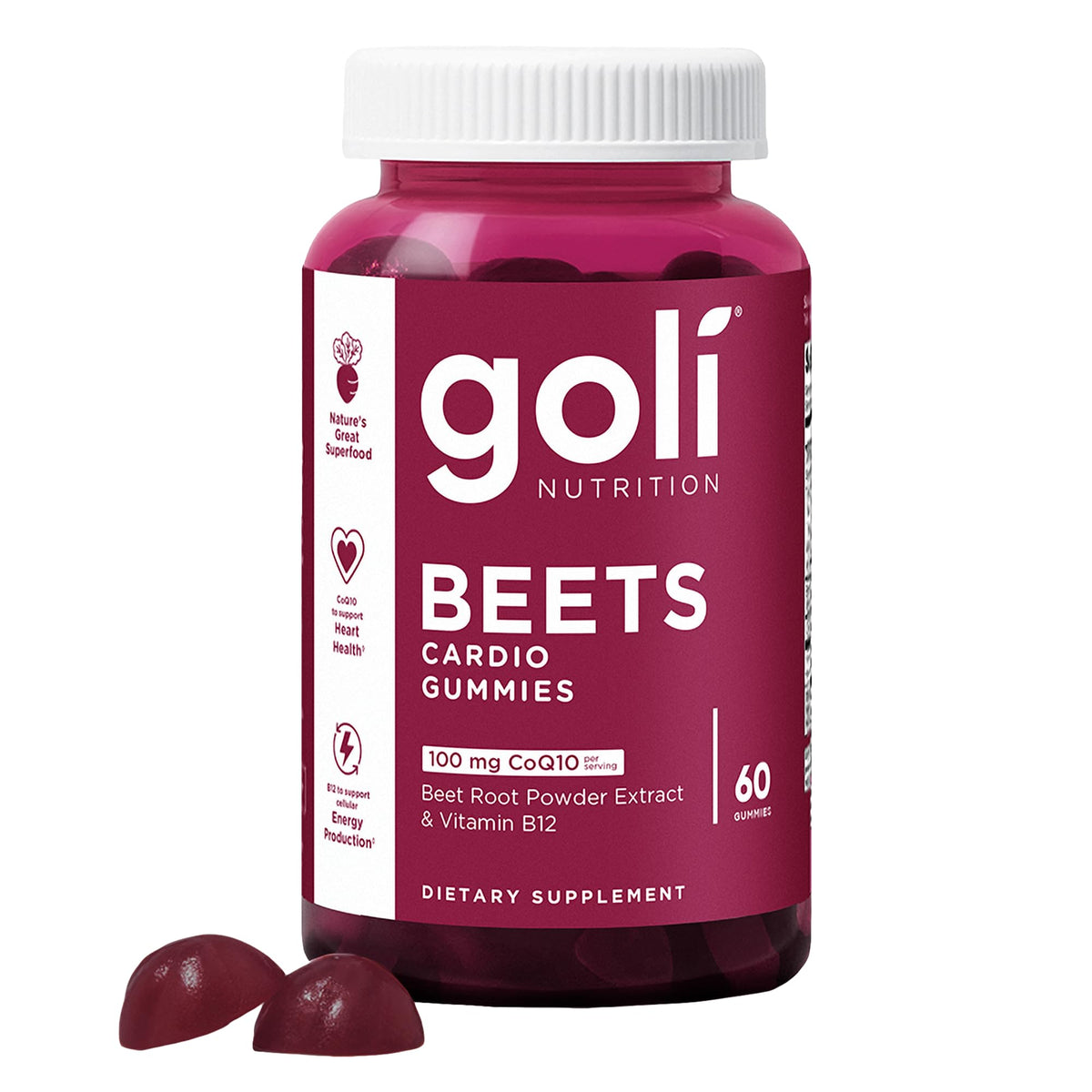 Beets Cardio Gummy 60 Count CoQ10 Beet Root Extract Vegan Gluten-Free O6657