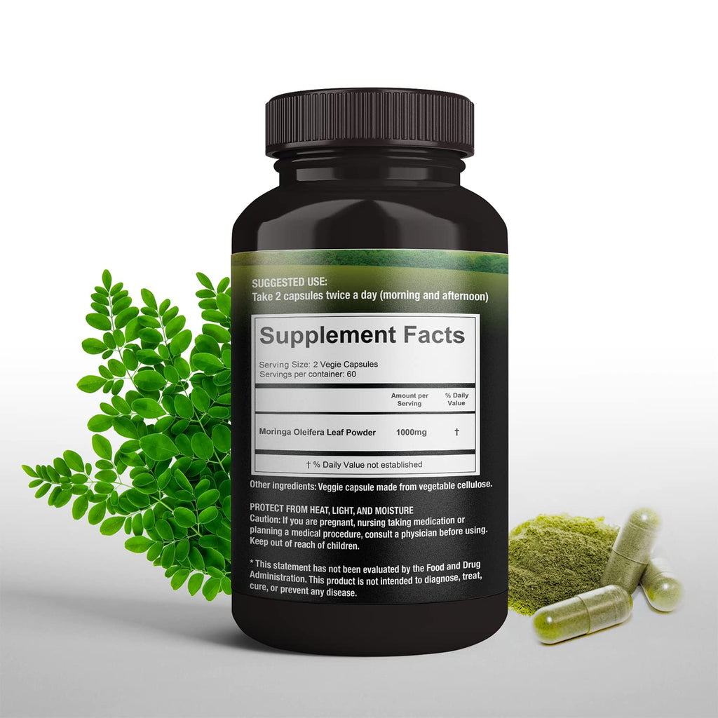 Organic Moringa Leaf Powder Capsules 500mg 120 Capsules D524986