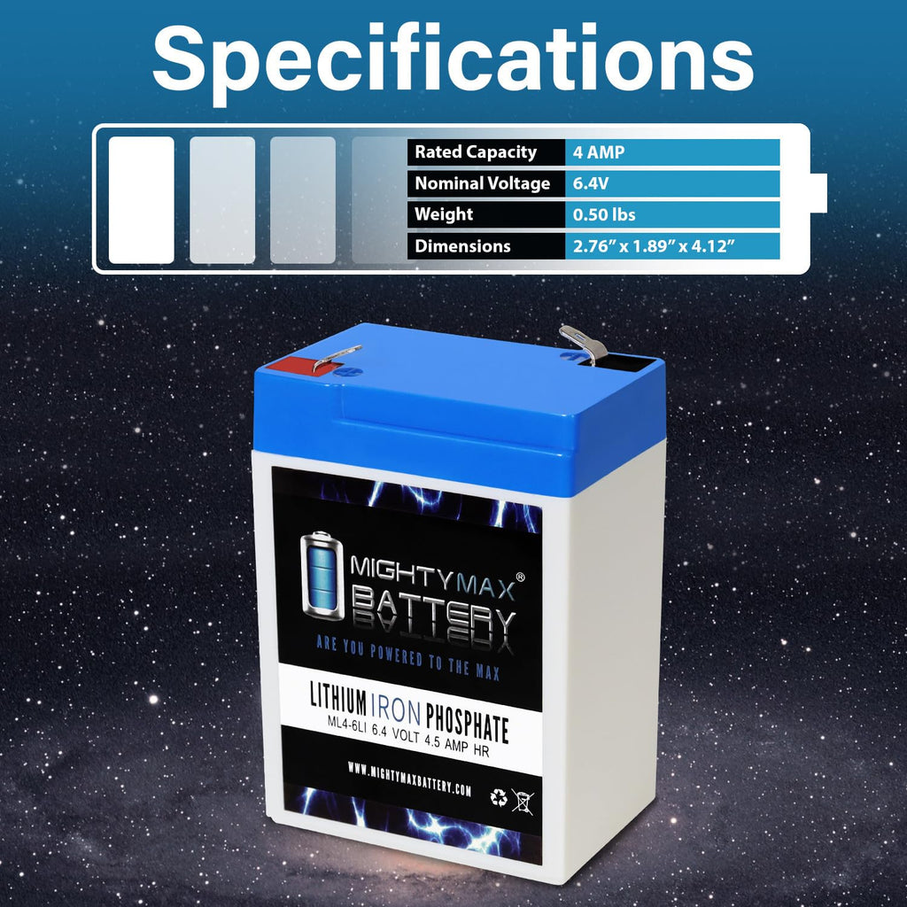 6 Volt 4.5 AH LiFePO4 Rechargeable Battery F5839
