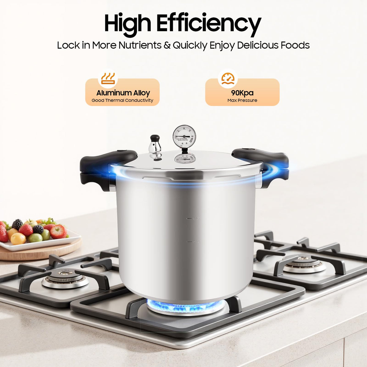 23 Quart Aluminum Pressure Cooker with Pressure Gauge & Release Valve T7954