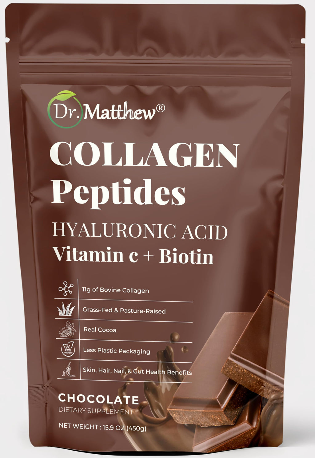 Chocolate Collagen Peptides Powder with Hyaluronic Acid and Vitamin C Q656709