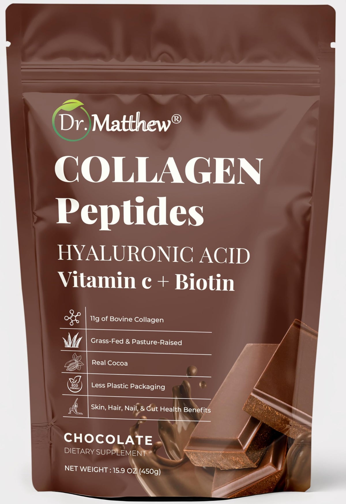 Chocolate Collagen Peptides Powder with Hyaluronic Acid and Vitamin C Q656709