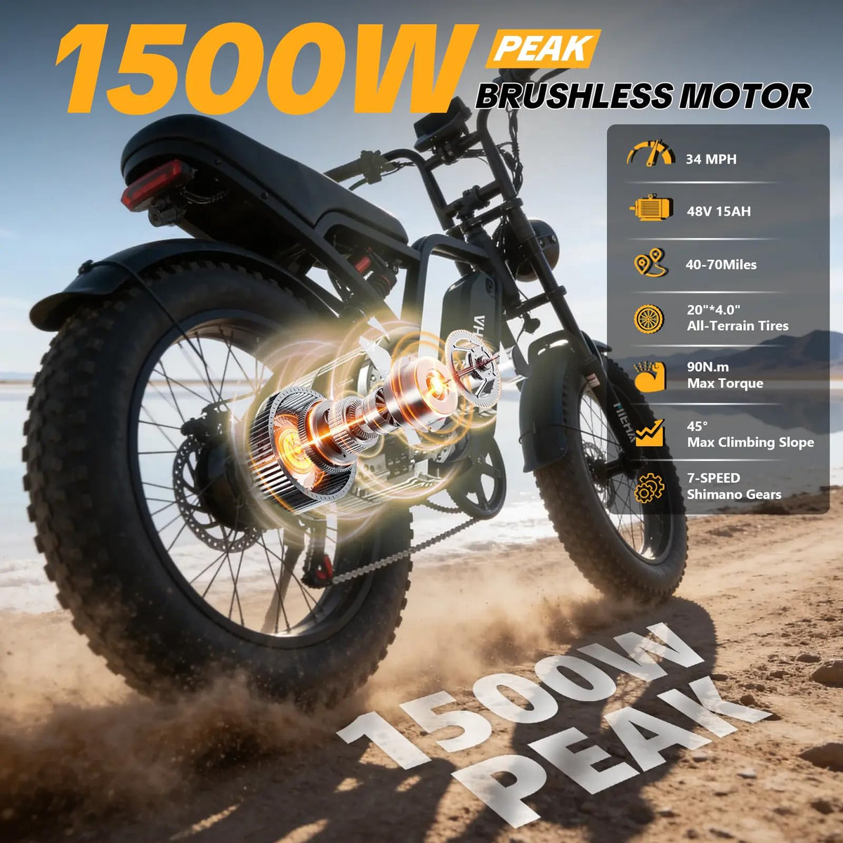 20" Fat Tire Foldable Electric Bike with Removable Battery I974560