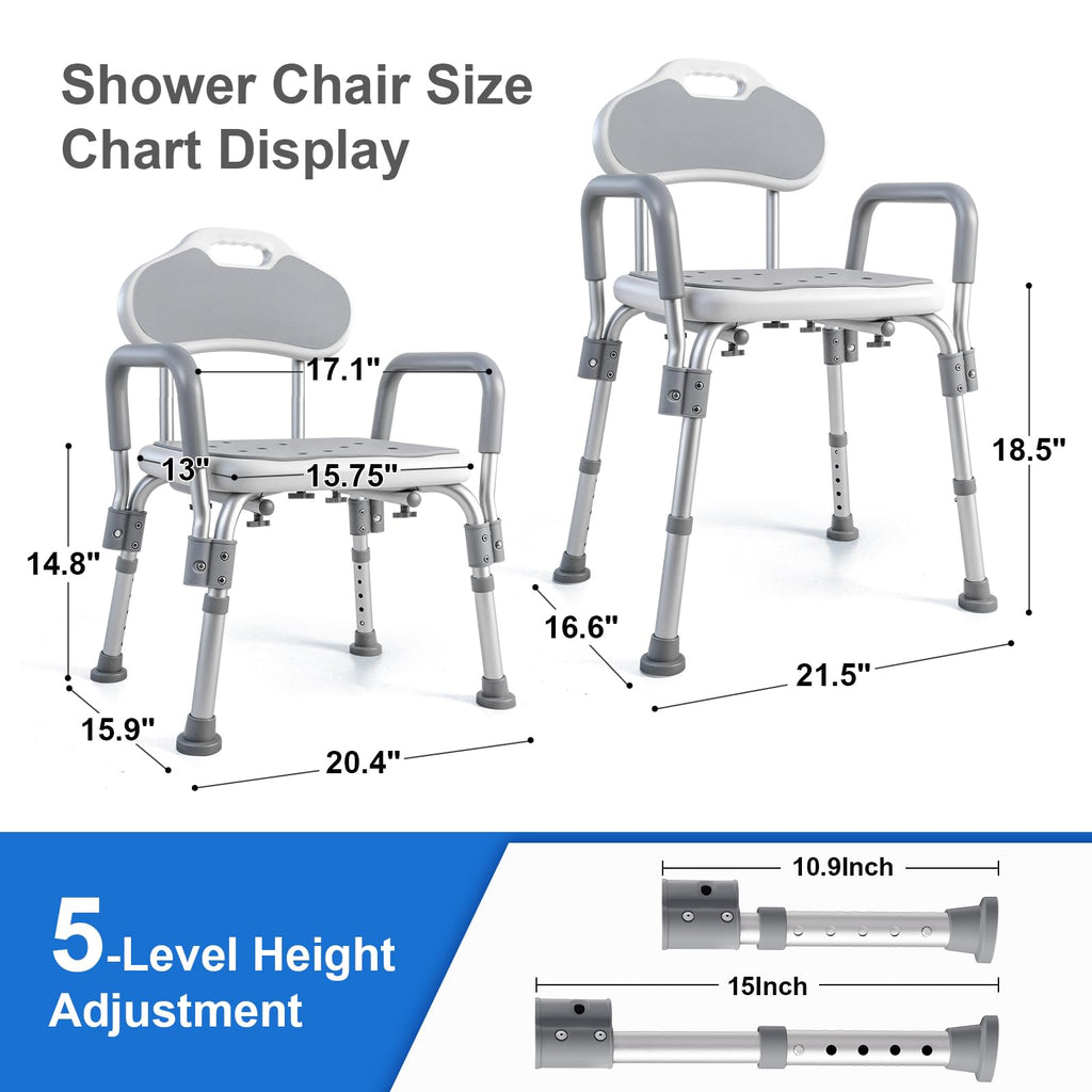Shower Chair with Padded Armrests and Back K140