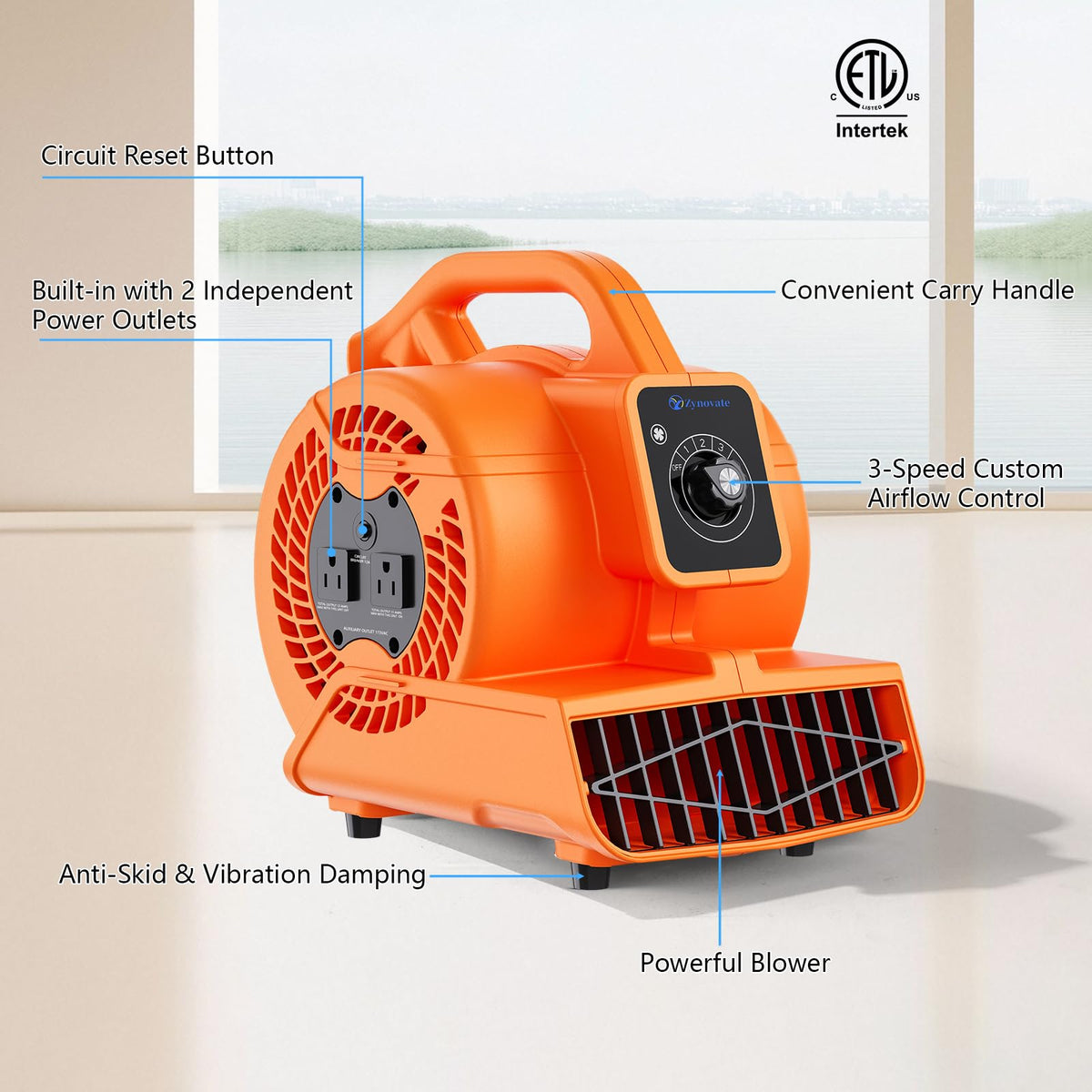 1/6 HP 600 CFM Portable Air Mover Blower Fan D1313