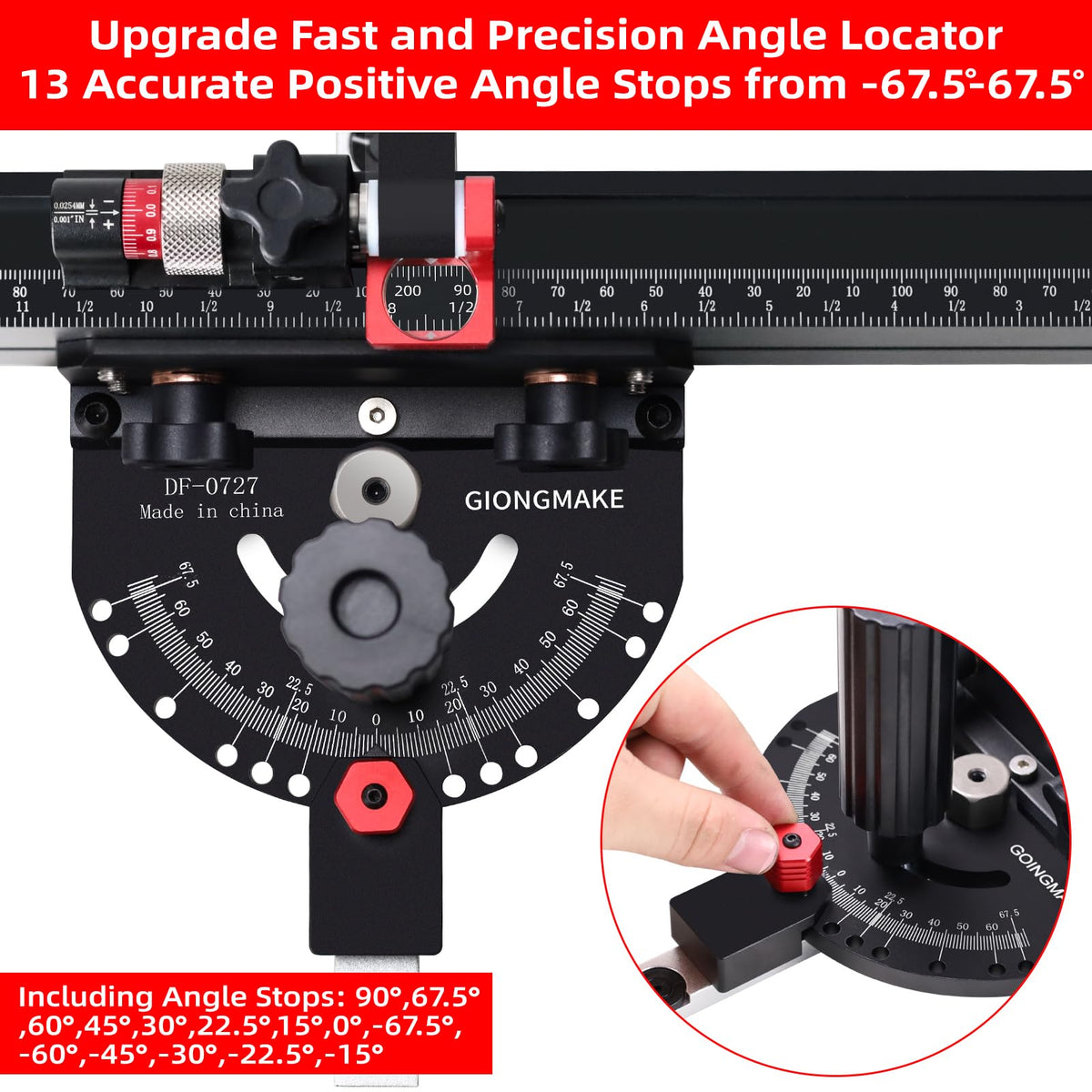 Table Saw Miter Gauge with Micro Adjust Flip Stop Y136