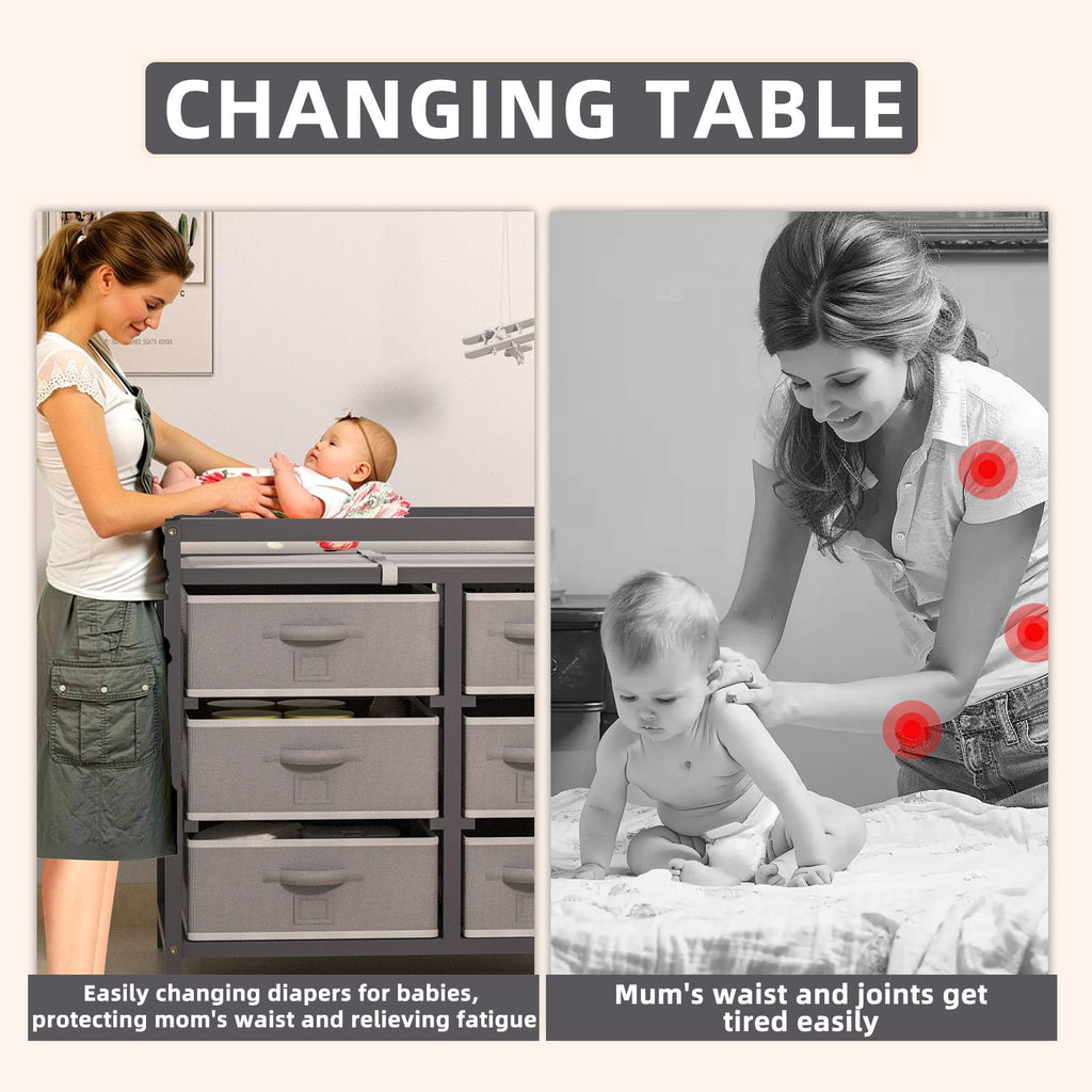 Baby Changing Table with 6 Drawers Storage Station I478788