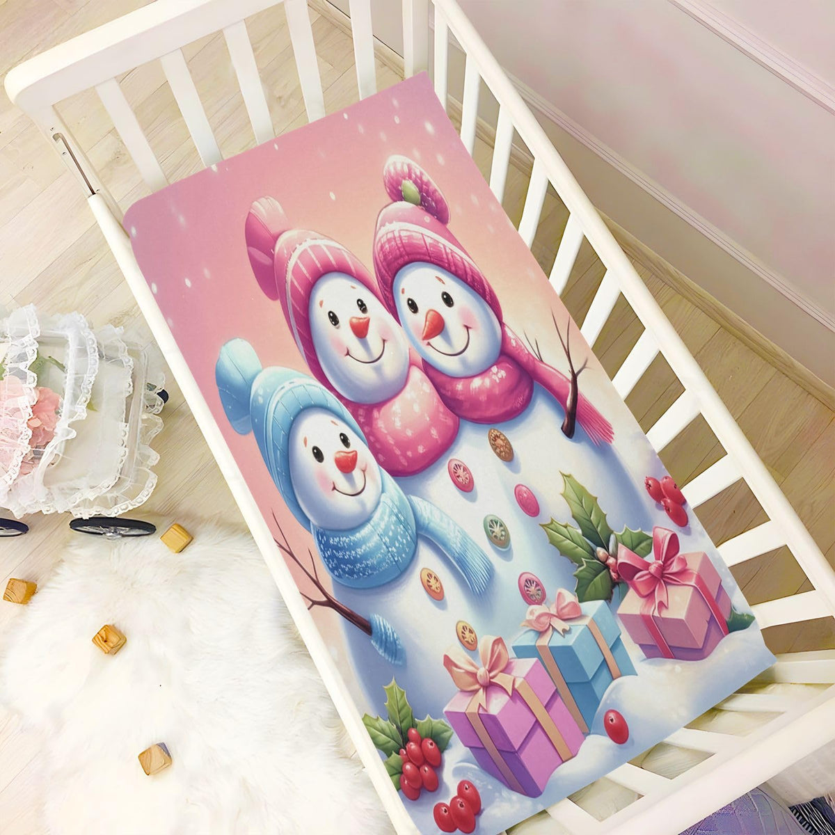 Christmas Snowmen Crib Sheet 52" x 28" Y559