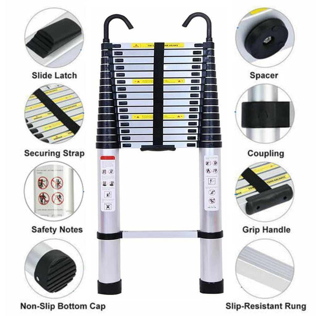 20.34 ft Aluminum Telescopic Extension Ladder 330lbs X599017