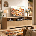 59″ Wide 3 Drawer TV Stand with Open Shelves, Natural Oak D430