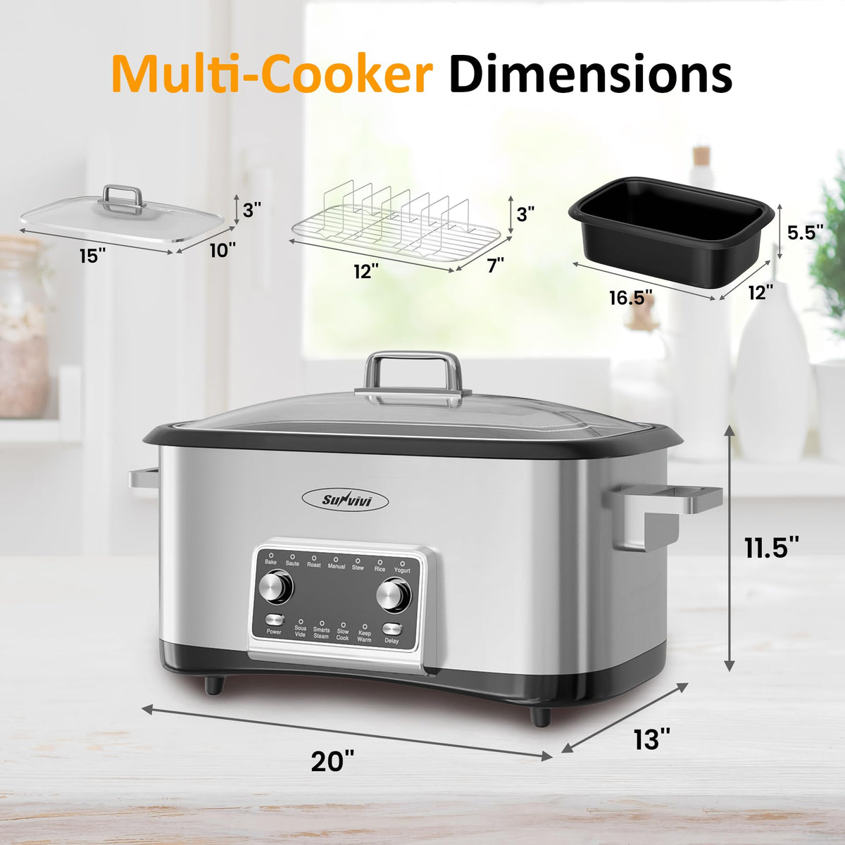 8 Quart Programmable Slow Cooker with Non-stick Pot I20826