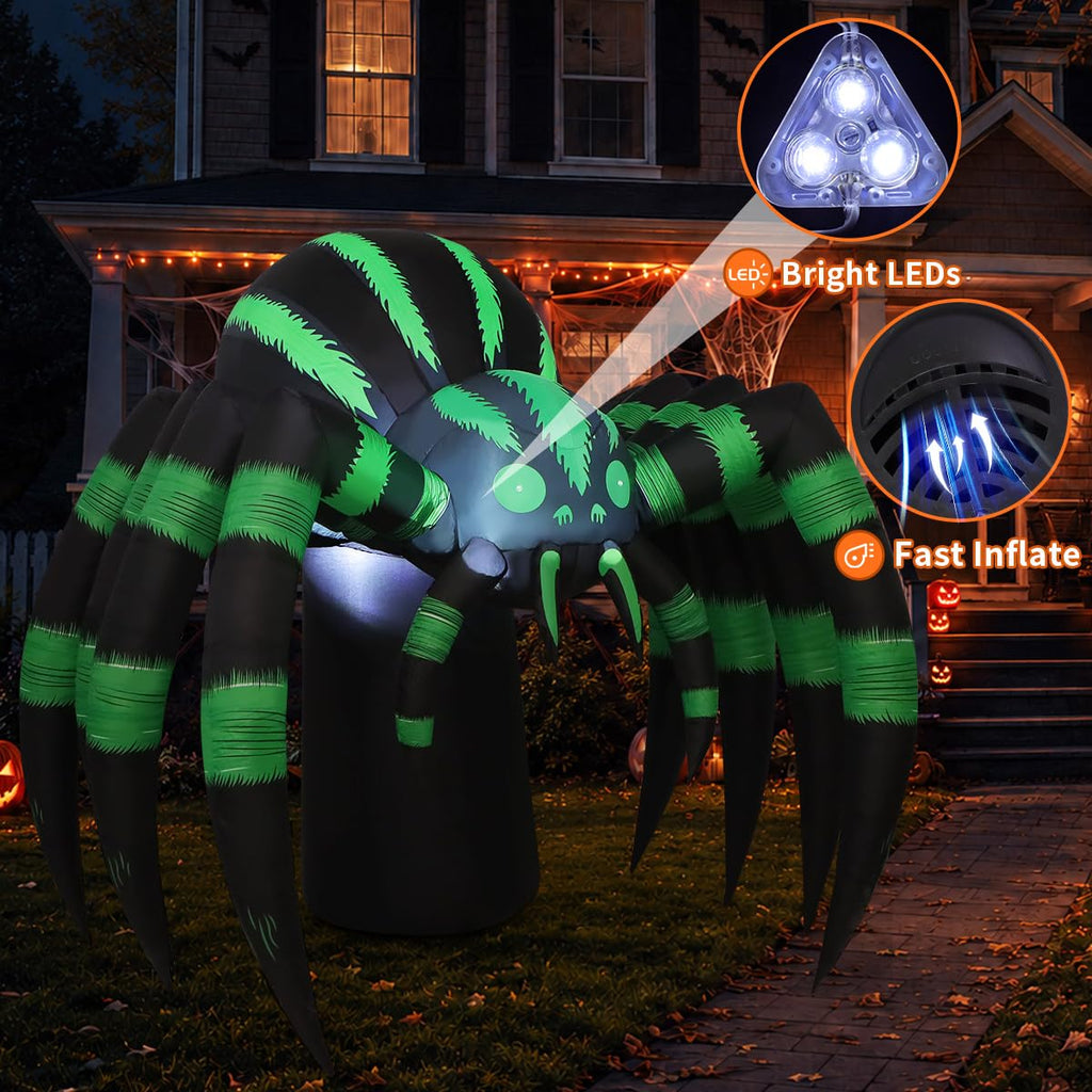 7 FT Inflatable Spider Outdoor Decoration with LED Lights X4217