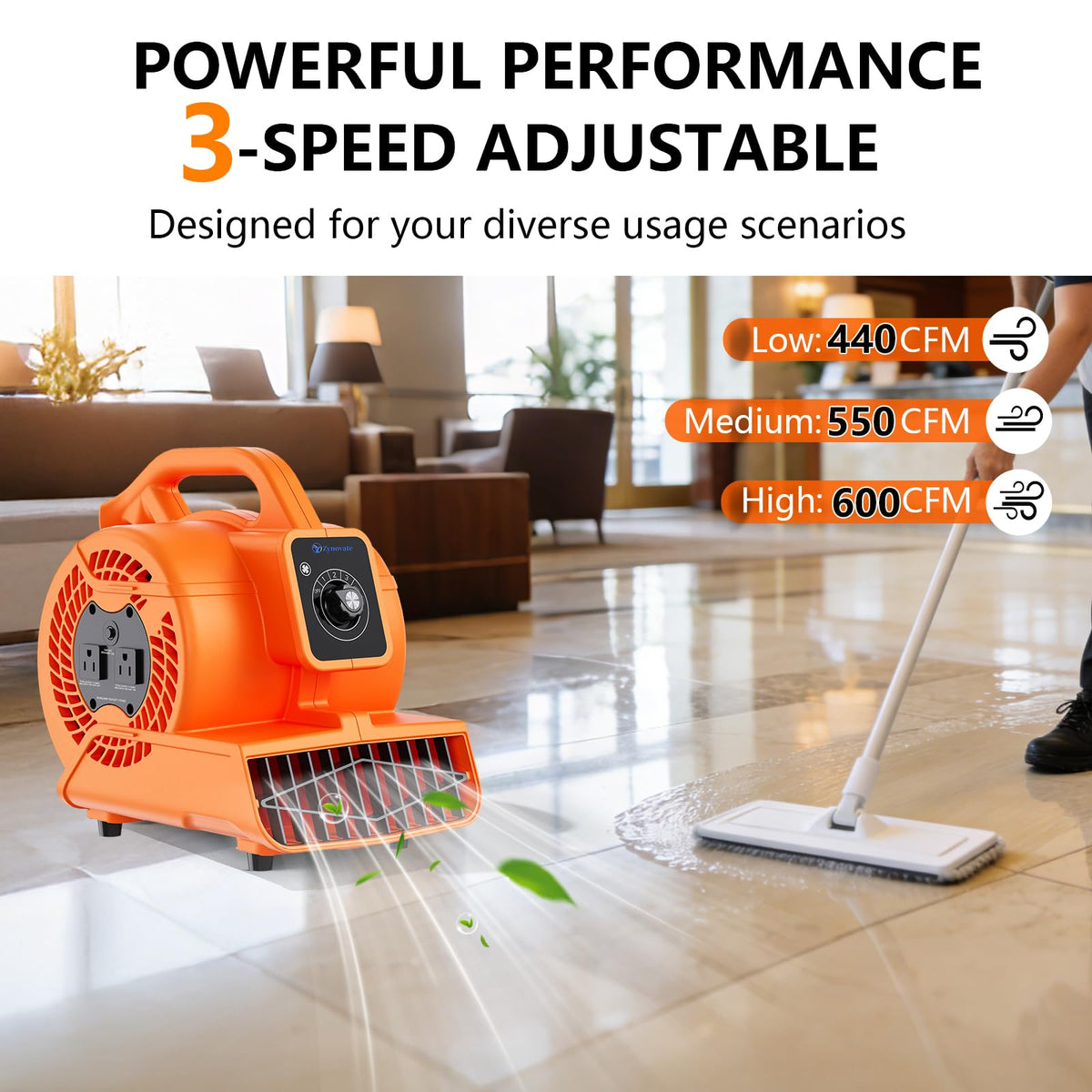 1/6 HP 600 CFM Portable Air Mover Blower Fan D1313