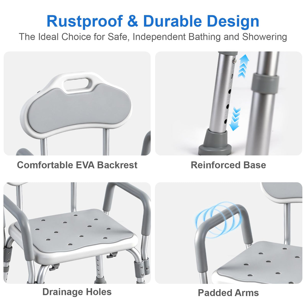 Shower Chair with Padded Armrests and Back K140