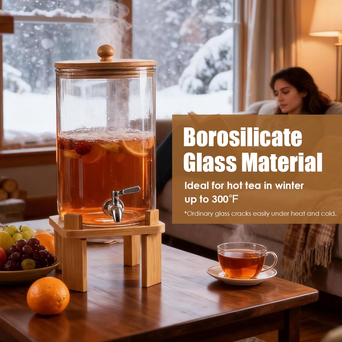 2.3 Gallon Glass Beverage Dispenser with Spigot U3028