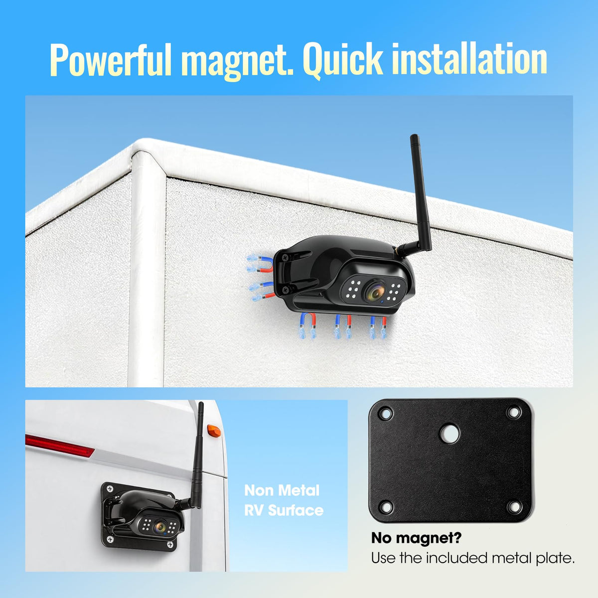7" Wireless Backup Camera System with DVR Split Screen Monitor Y346