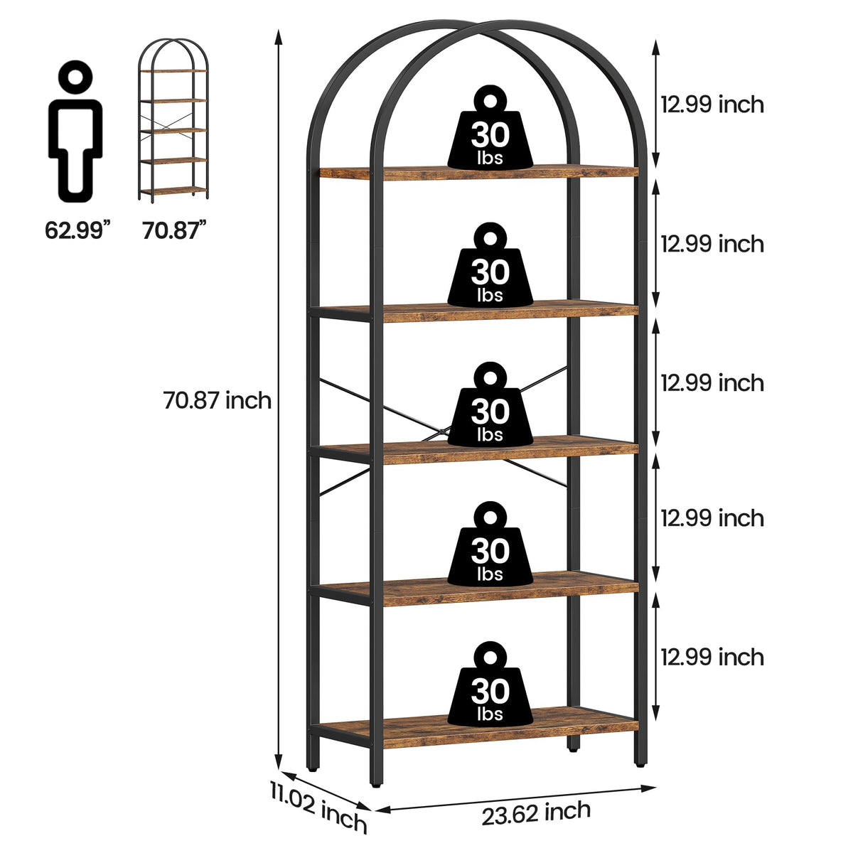 5 Tier Metal Frame Bookshelf J183437