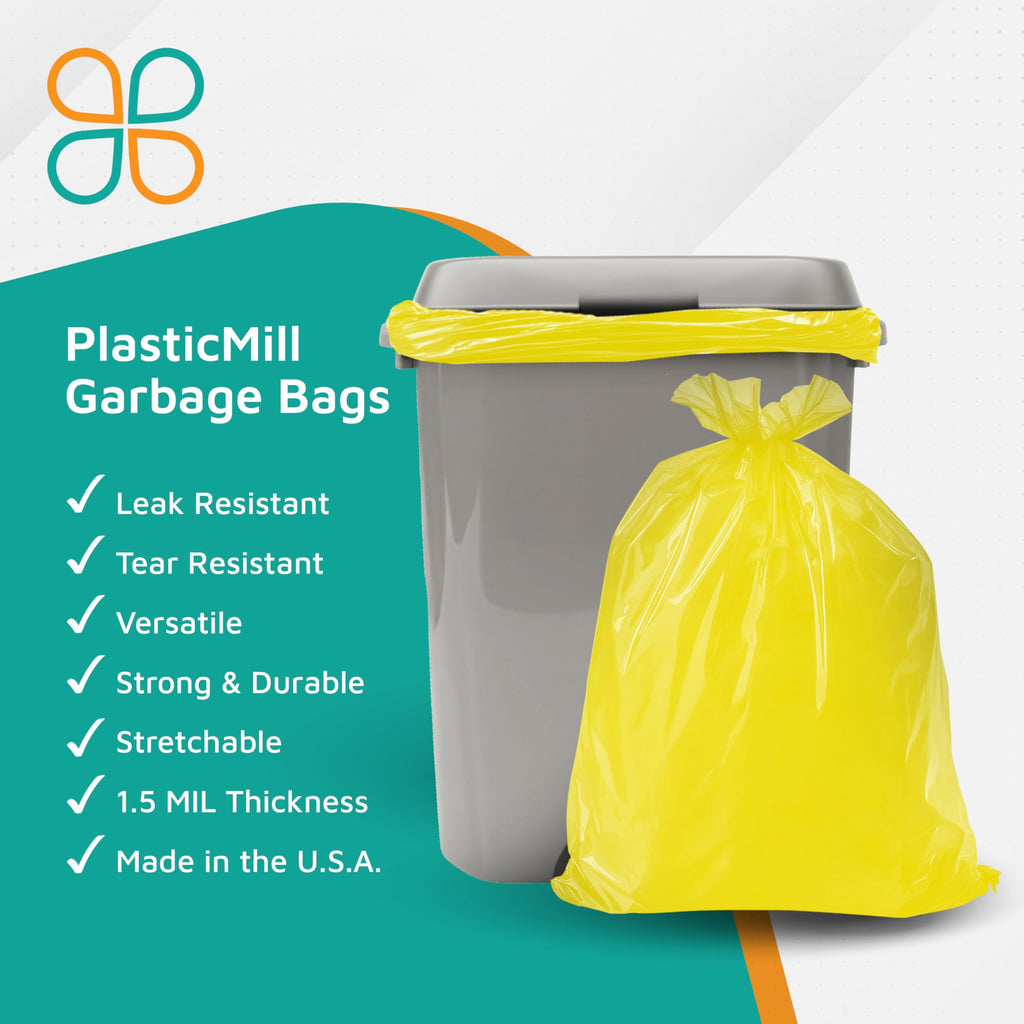 Yellow 40-45 Gallon Heavy Duty Trash Bags, 1.5 Mil, 100-Count N7781