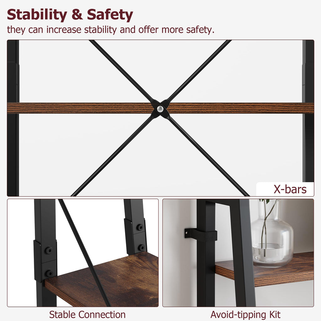 5-Tier Ladder Bookshelf with Metal Frame P934396
