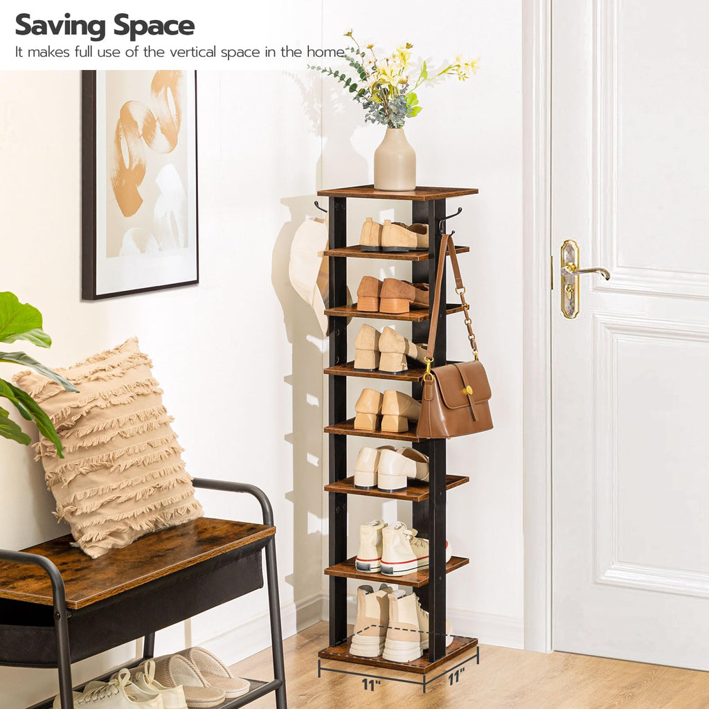 8 Tiers Vertical Wooden Shoe Rack Y516494