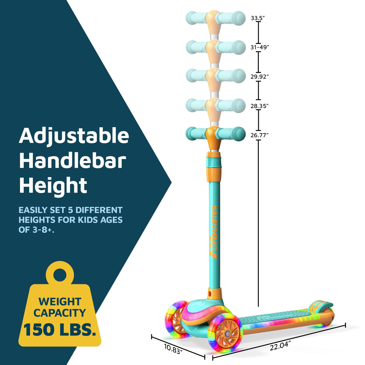 3-Wheel Kids Scooter with Multi-Color Lights U7155