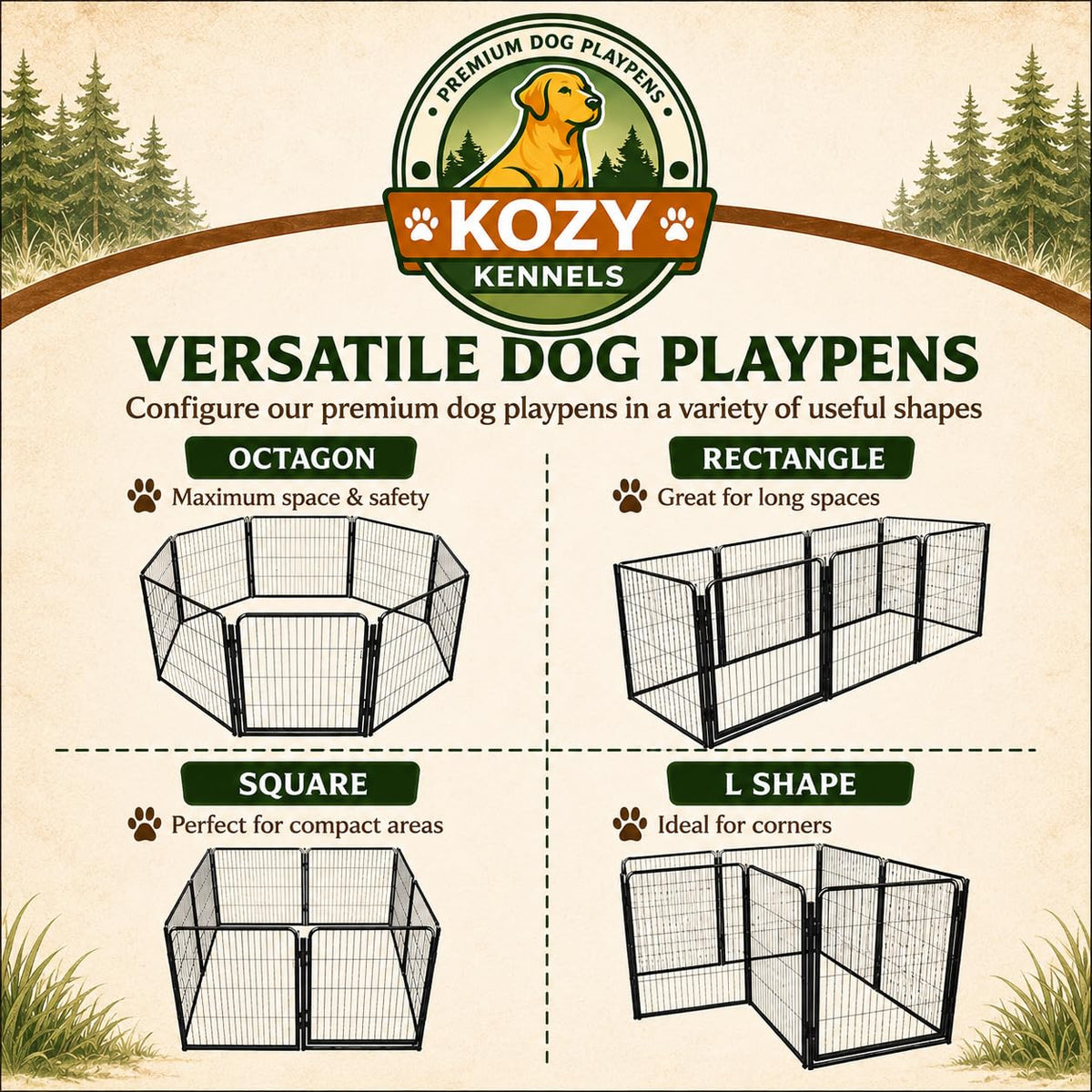 40'' 16 Panels Portable Dog Playpen T9672
