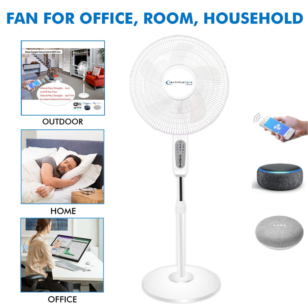 16” WIFI Enabled Oscillating Pedestal Fan A9430