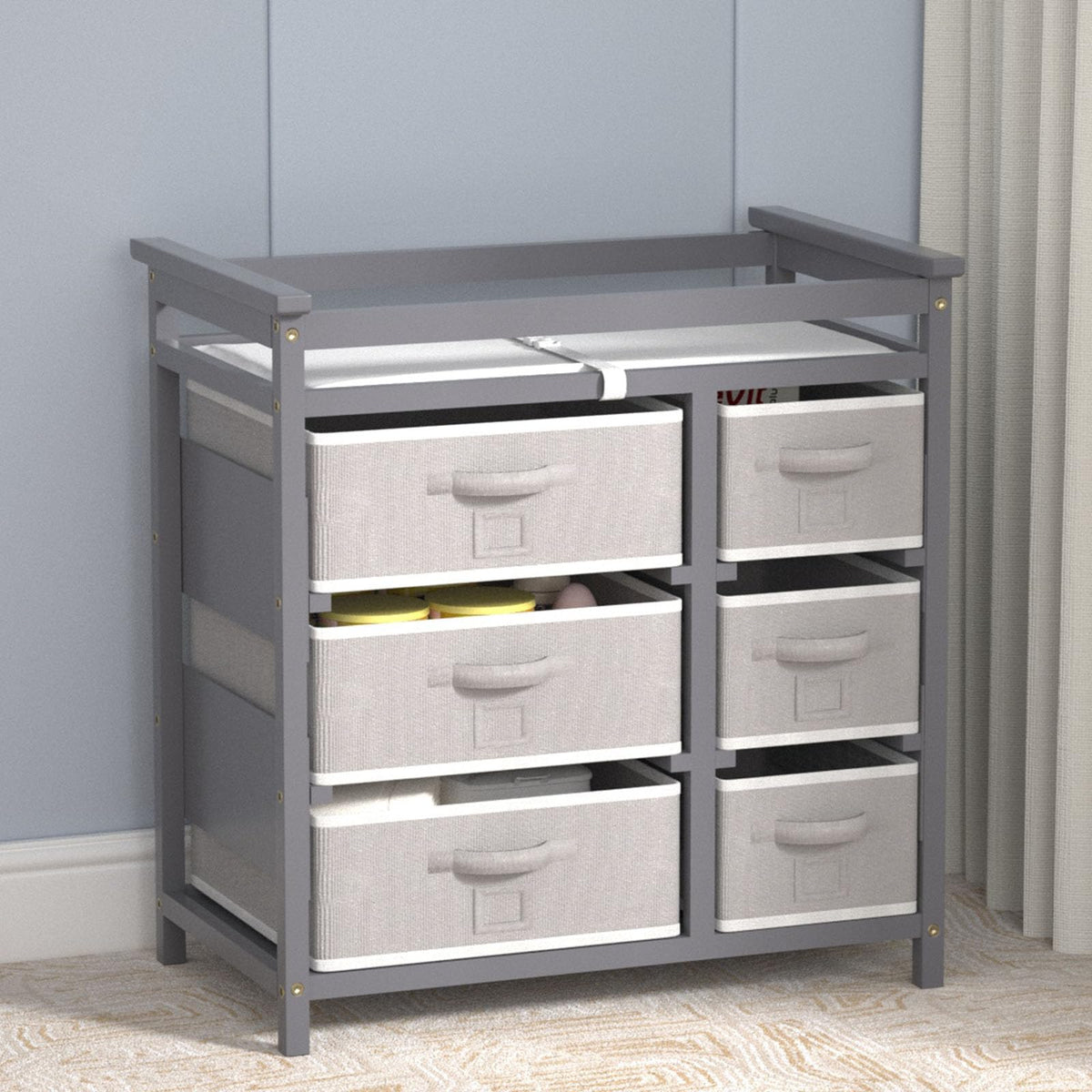 Baby Changing Table with 6 Drawers Storage Station I478788
