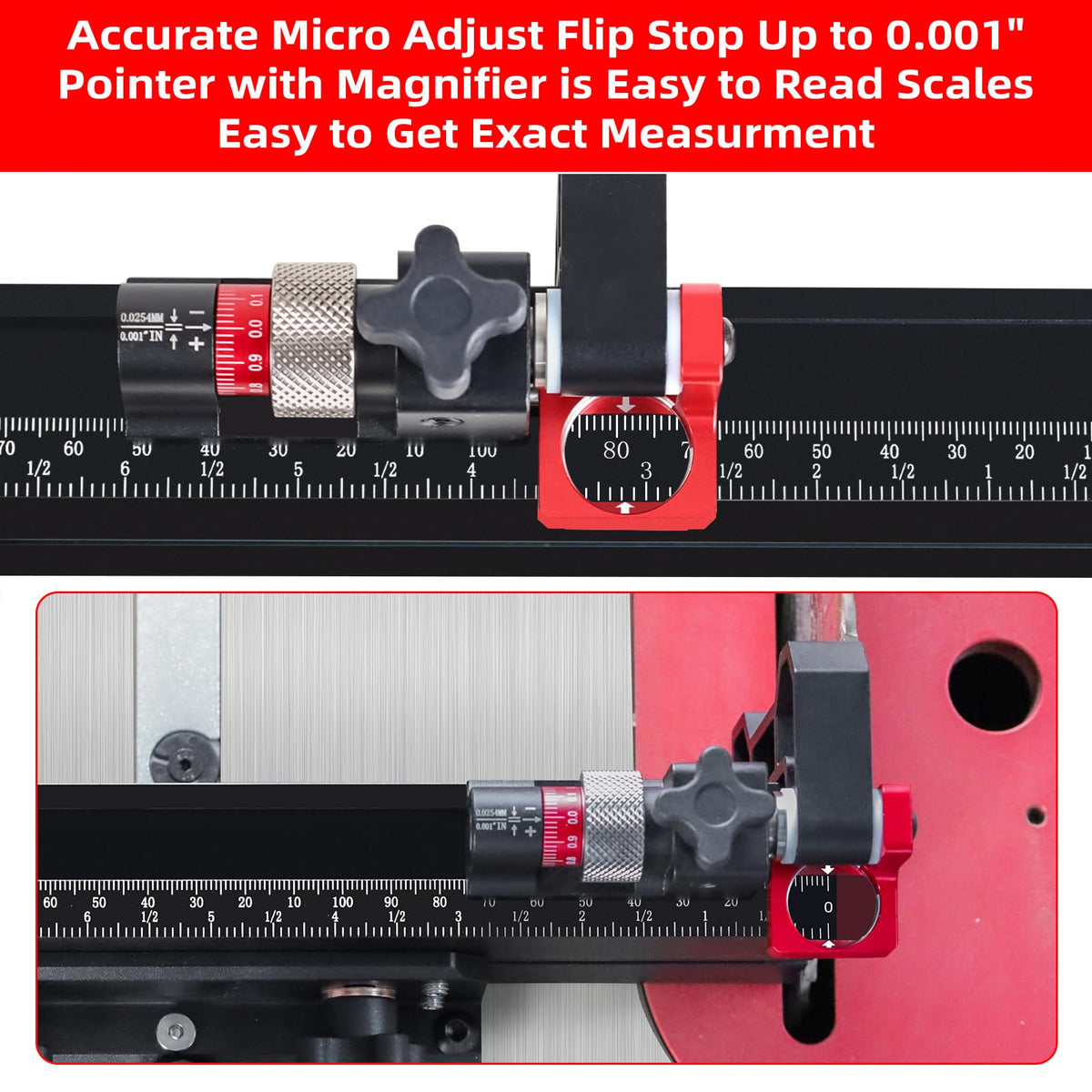 Table Saw Miter Gauge with Micro Adjust Flip Stop Y136