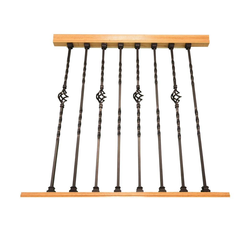 Indoor Stair Rail Section Kit with Black Metal Balusters A944501
