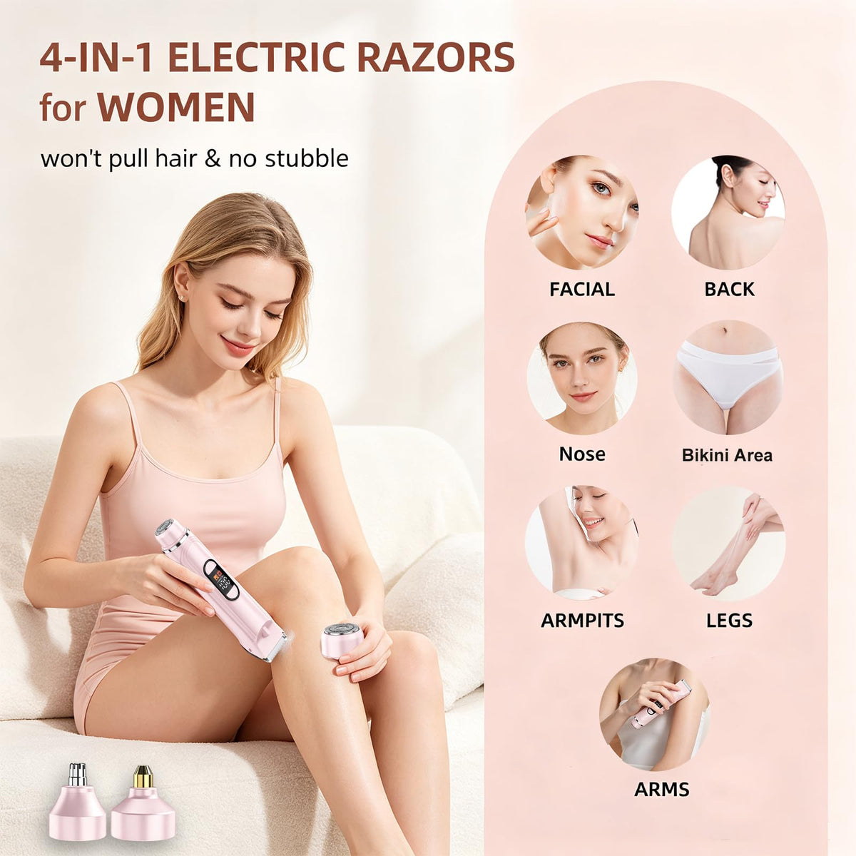 Waterproof Rechargeable Electric Razor with 2 Heads E121507