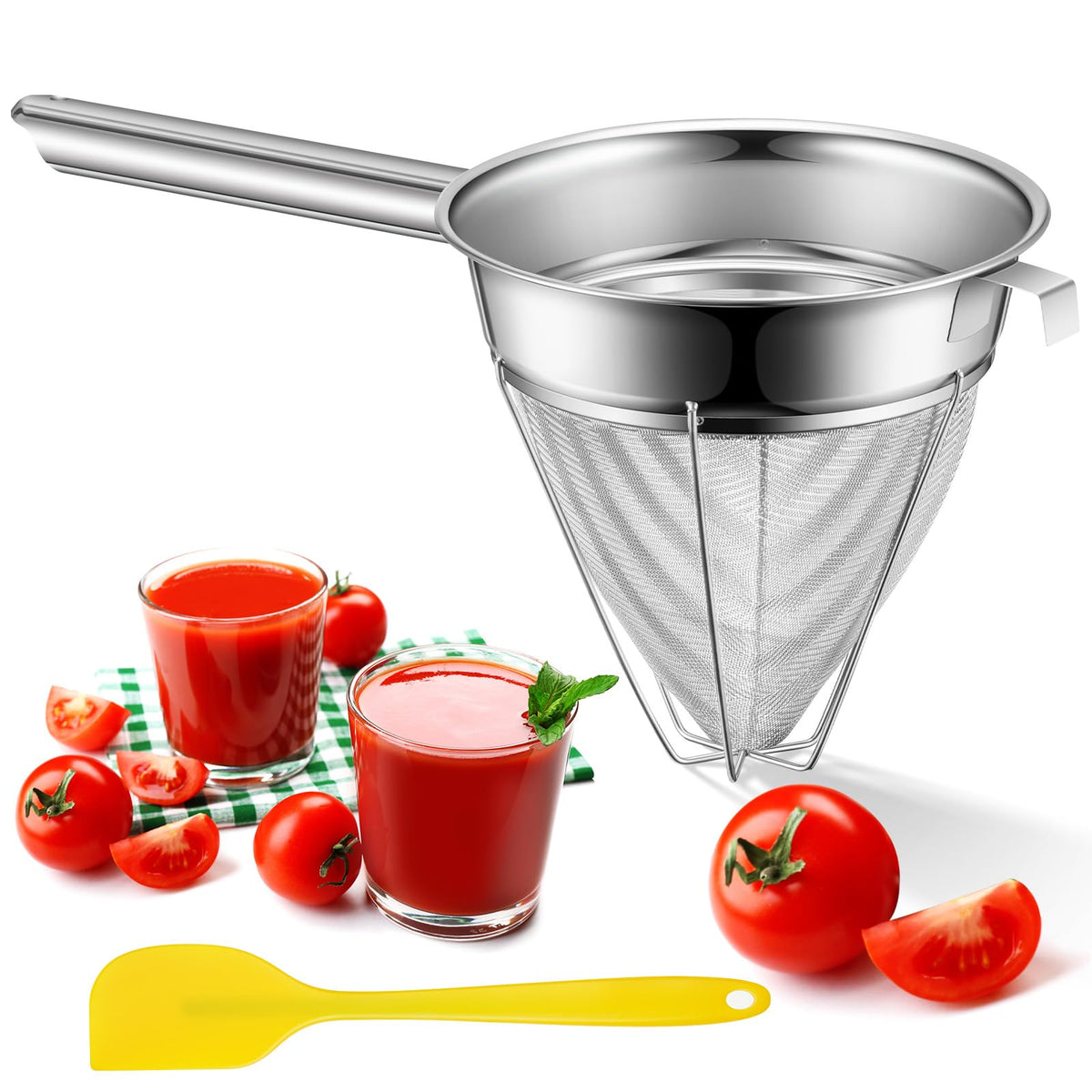 8" Fine Mesh Strainer Set with Handle and Pestle L1150
