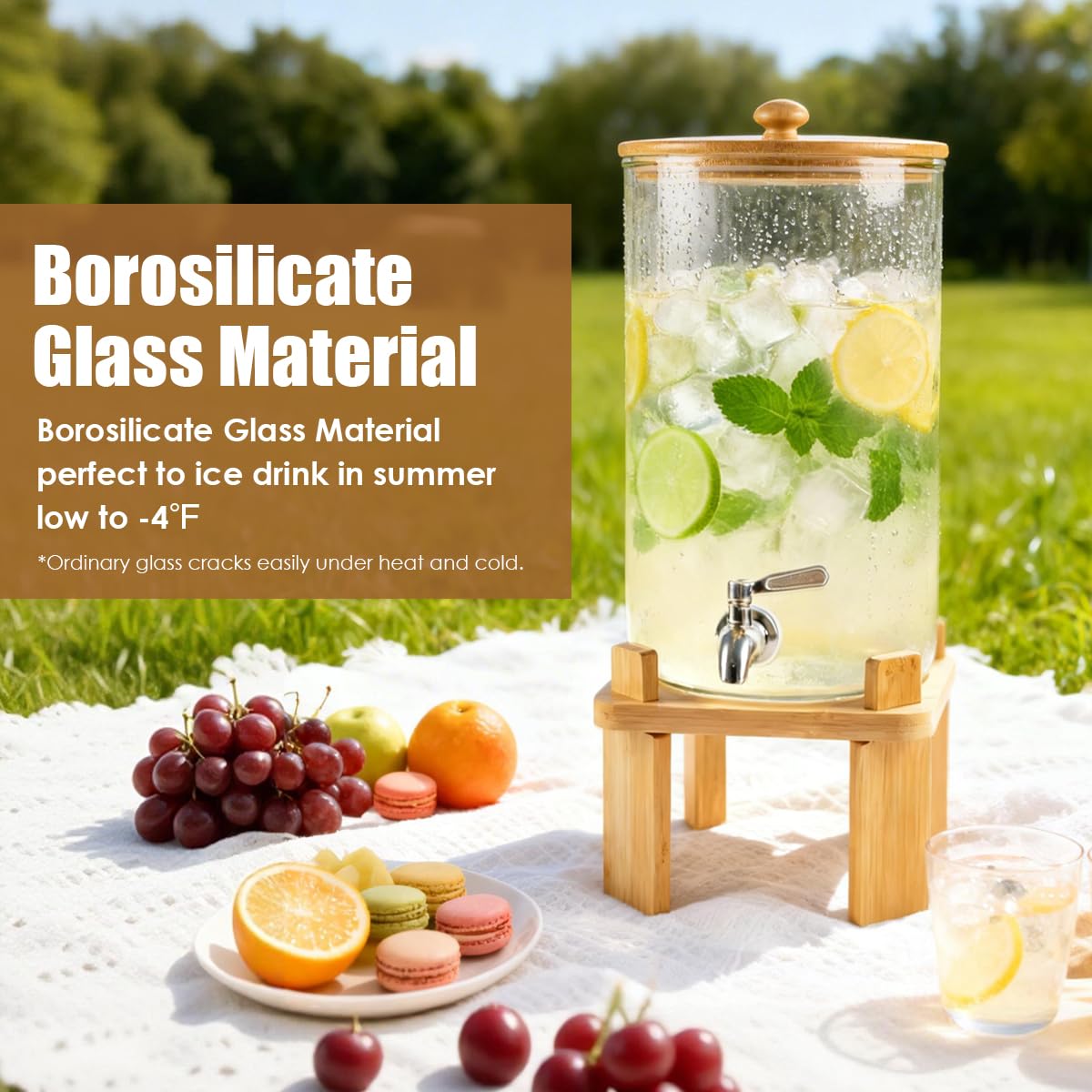 2.3 Gallon Glass Beverage Dispenser with Spigot U3028