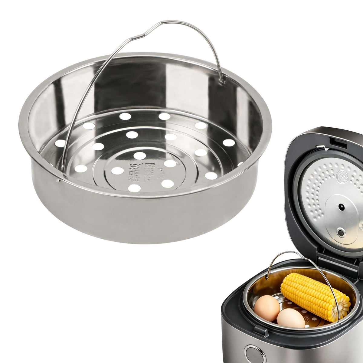 304 Stainless Steel Steamer Basket with Handle C37481