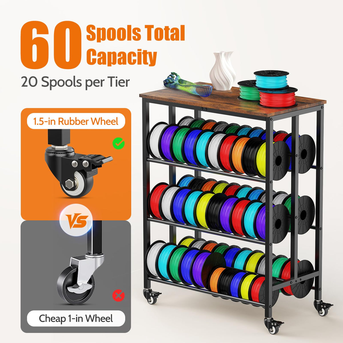 3D Printer Filament Storage Rack Cart V42007