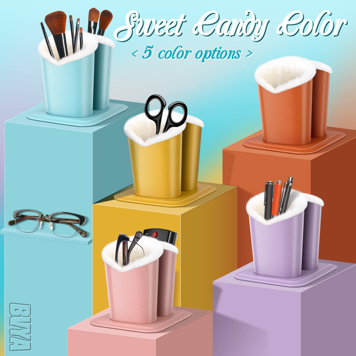 Double Eye Glass Holder Stands with Plush Lining E17963