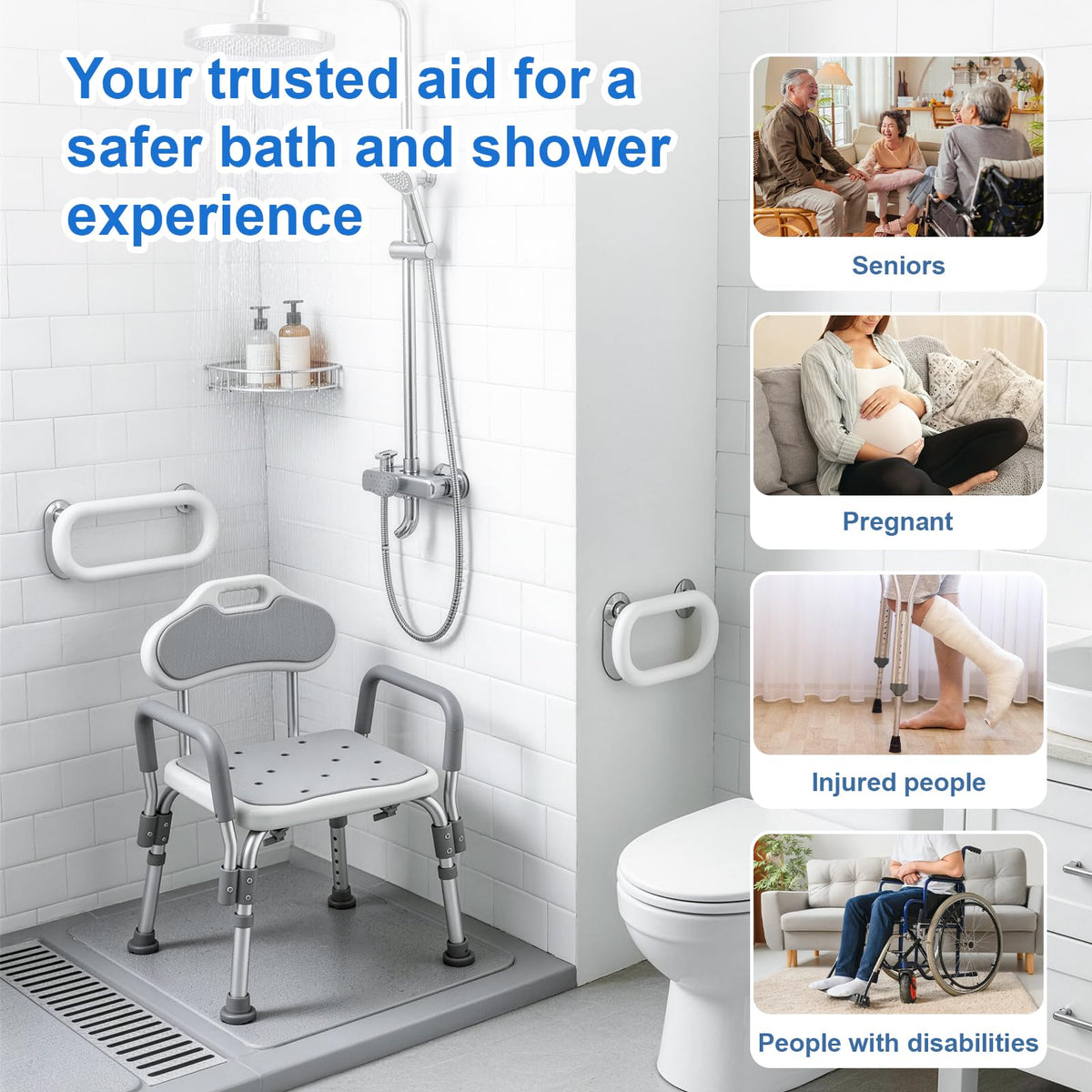 Shower Chair with Padded Armrests and Back K140