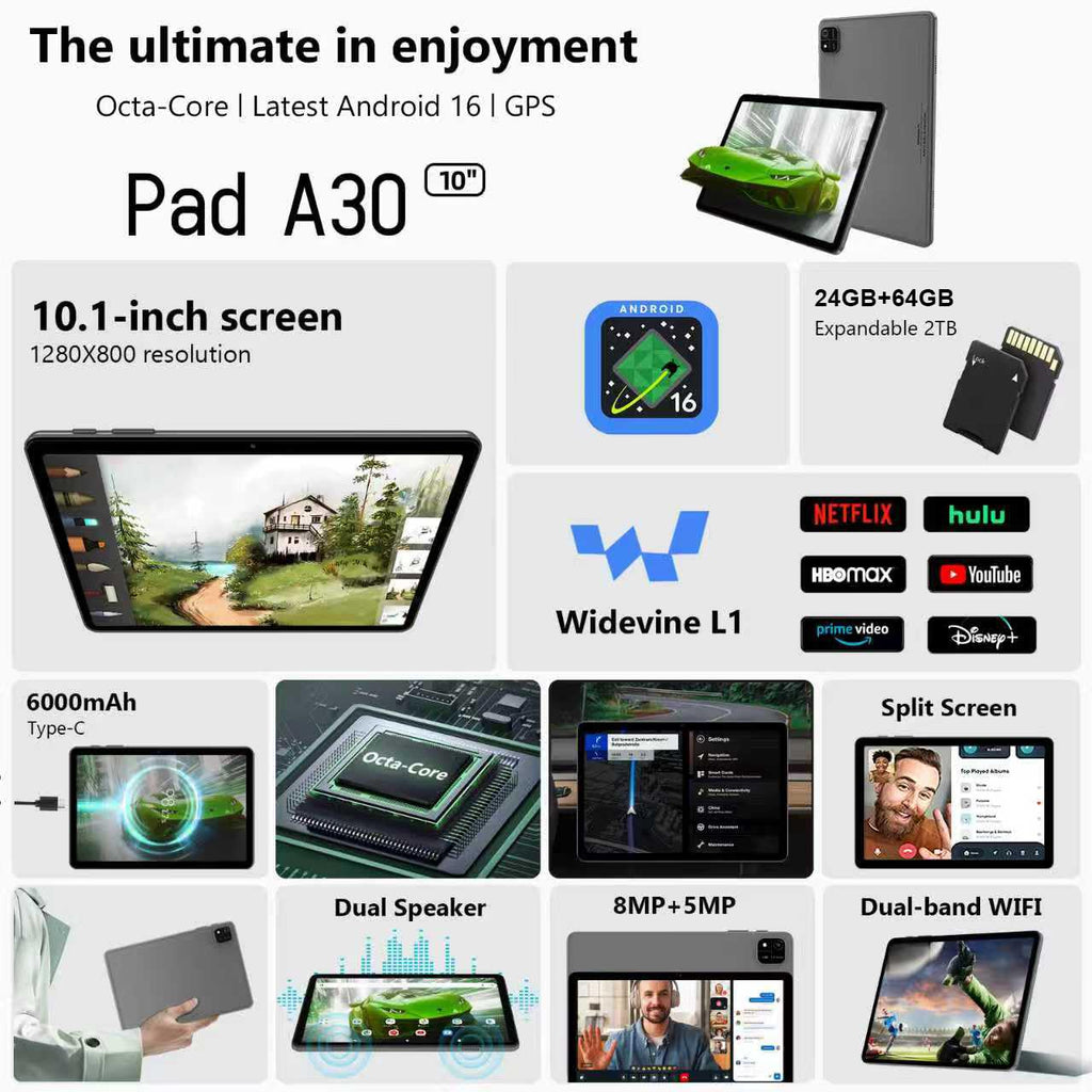 10 Inch Octa-Core Tablet with Keyboard Case Mouse Stylus W547463