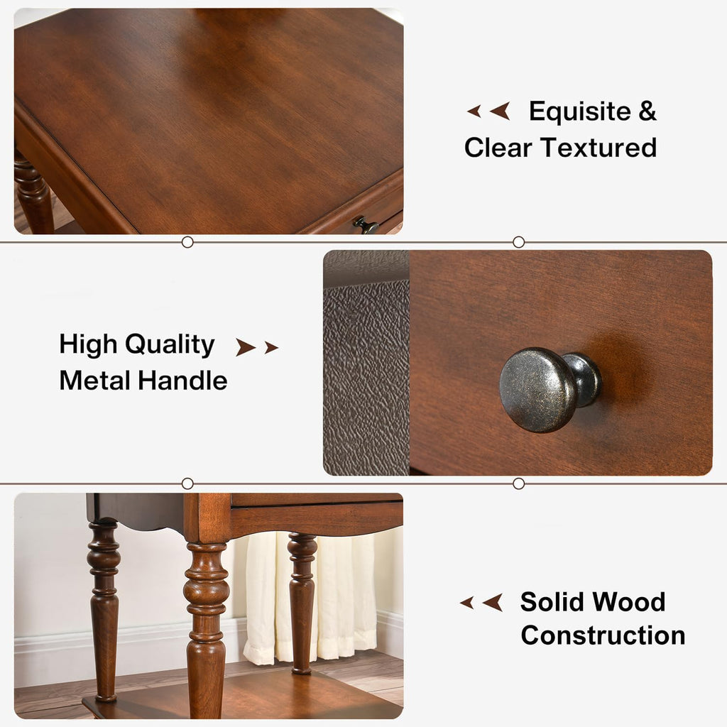Solid Wood End Table with Drawer L7503